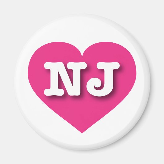 Aimant Coeur rose chaud du New Jersey - J'aime NJ (Devant)