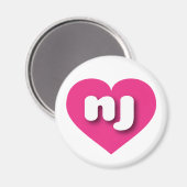 Aimant Coeur rose chaud du New Jersey - J'aime nj (Recto/Verso)