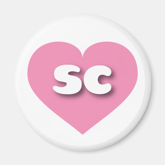 Aimant Coeur rose de Caroline du Sud - J'aime sc (Devant)