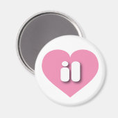Aimant Coeur rose de l'Illinois - I love il (Recto/Verso)