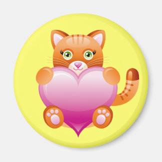 AIMANT COEUR ROSE DU CHAT DE LA CUISINE