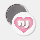 Aimant Coeur rose du New Jersey - J'aime nj (Recto/Verso)