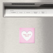 Aimant Coeur rose En vichy (In Situ (Lave-vaisselle))