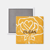 Aimant "Coeur Rose Jaune" Nettoyer lave-vaisselle État Ma (Recto/Verso)