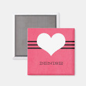 Aimant Coeur rose moderne (Recto/Verso)