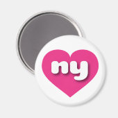 Aimant Coeur rose vif de New York - J'aime (Recto/Verso)