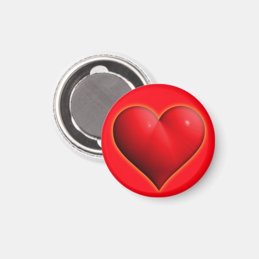 Aimant Coeur rouge 3-D brillant (Recto/Verso)