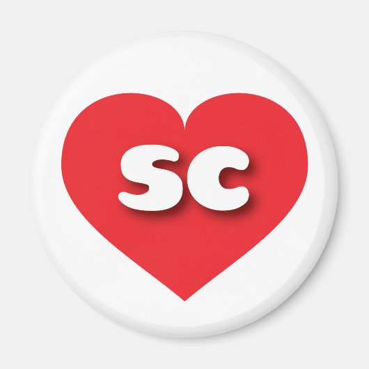 Aimant Coeur rouge de Caroline du Sud - J'aime sc (Devant)