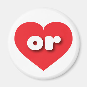 Aimant Coeur rouge de l'Oregon - J'aime ou