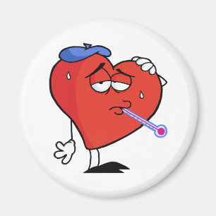 Aimant Coeur rouge en difficulté avec un thermomètre da