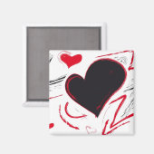 Aimant Coeur rouge-noir abstrait (Recto/Verso)