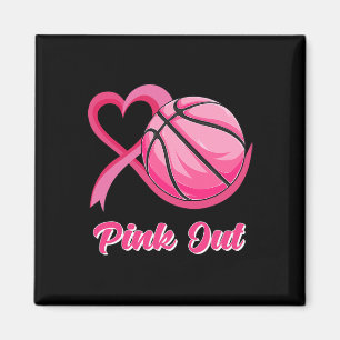 Aimant Coeur Ruban Basketball Rose Out Cancer du sein Awa