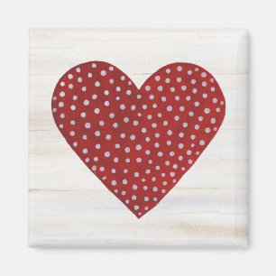 Aimant Coeur rustique de Valentine de point de polka