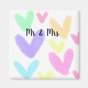 Aimant Cœur simple style de texte minimal mariage M & Mme