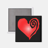 Aimant Coeur tourbillonnant en noir ou blanc (Recto/Verso)