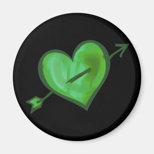 Aimant Coeur vert avec flèche (Devant)