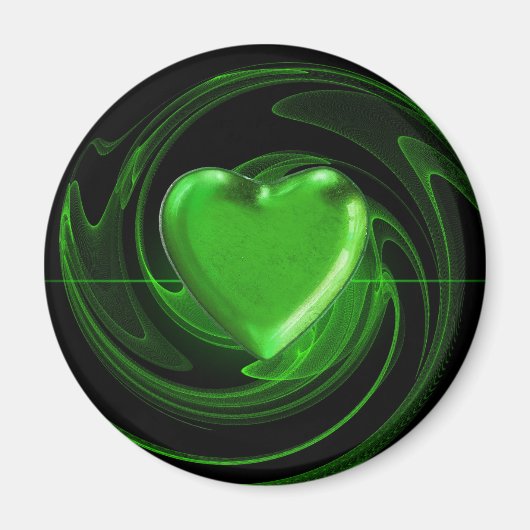 Aimant Coeur vert sur spirale (Devant)