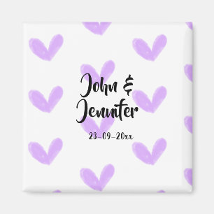 Aimant coeur violet aquarelle valentine couple nom da