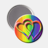 Aimant Coeurs arc-en-ciel gay pride interconnectés LGBT (Recto/Verso)
