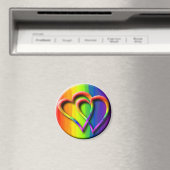 Aimant Coeurs arc-en-ciel gay pride interconnectés LGBT (In Situ (Lave-vaisselle))