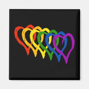 Aimant Cœurs arc-en-ciel superposés pour la Gay Pride de 