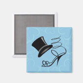 aimant Cœurs Bleu Céleste Chapeau haut de forme et (Recto/Verso)