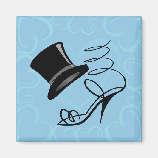 aimant Cœurs Bleu Céleste Chapeau haut de forme et (Devant)