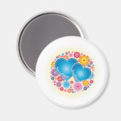 Aimant Coeurs Bleus Floral (Recto/Verso)
