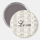 Aimant Coeurs Boho Beige Blanc Crème (Recto/Verso)