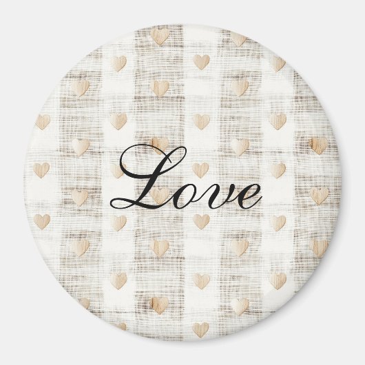 Aimant Coeurs Boho Beige Blanc Crème (Devant)