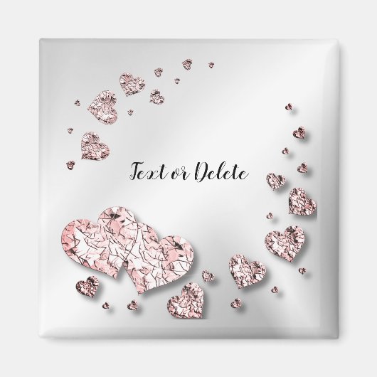 Aimant Cœurs Brillants Rose Pêche Élégant Géométrique (Devant)