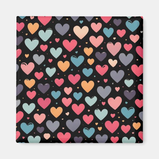 Aimant Cœurs colorés Saint-Valentin (Devant)