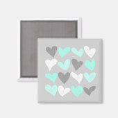 Aimant Coeurs d'amour gris menthe mignonne (Recto/Verso)
