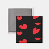 Aimant Coeurs d'amour rouges sur noir (Recto/Verso)