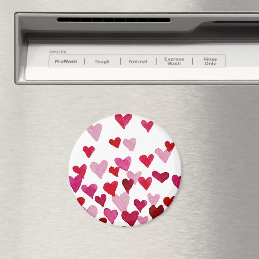 Aimant Coeurs d'aquarelle de la Saint-Valentin - rose (In Situ (Lave-vaisselle))