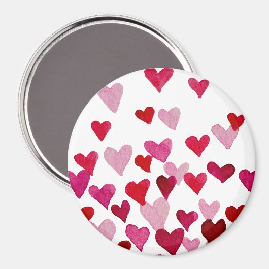 Aimant Coeurs d'aquarelle de la Saint-Valentin - rose (Recto/Verso)