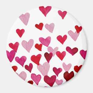 Aimant Coeurs d'aquarelle de la Saint-Valentin - rose