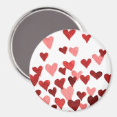 Aimant Coeurs d'aquarelle de la Saint-Valentin - rouge (Recto/Verso)