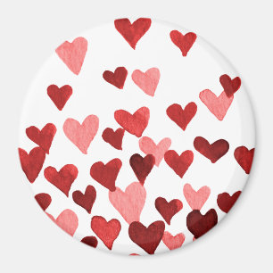 Aimant Coeurs d'aquarelle de la Saint-Valentin - rouge