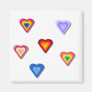 Aimant Coeurs d'arc-en-ciel