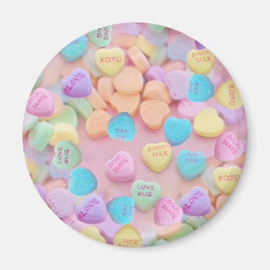 Aimant coeurs de bonbons valentines (Devant)