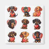 Aimant Coeurs de chien Valentine Dachshund (Devant)