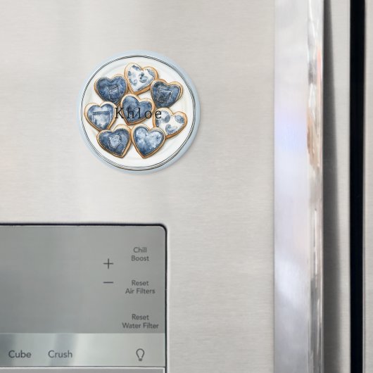 Aimant Coeurs de Denim Blanc Bleu (In situ (réfrigérateur))