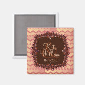 Aimant Coeurs de dentelle rose Enregistrer le Mariage de  (Recto/Verso)