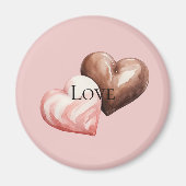 Aimant Coeurs de fraises romantiques au chocolat (Devant)