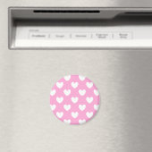 Aimant Coeurs de polka blanc sur Cotton Candy rose (In Situ (Lave-vaisselle))