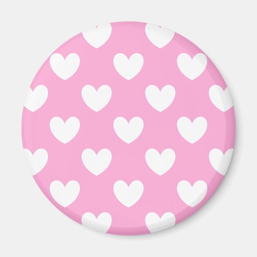 Aimant Coeurs de polka blanc sur Cotton Candy rose (Devant)