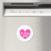 Aimant Coeurs de polka rose Fuchsia sur blanc (In Situ (Lave-vaisselle))