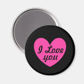 Aimant Coeurs de polka rose Fuchsia sur noir (Recto/Verso)