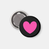 Aimant Coeurs de polka rose Fuchsia sur noir (Recto/Verso)